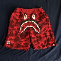 BAPE Red Camo Shark Beach Shorts 🦈 