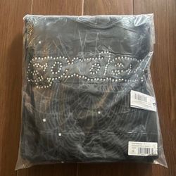 Marble Rhinestone sp5der Hoodie Black Size S