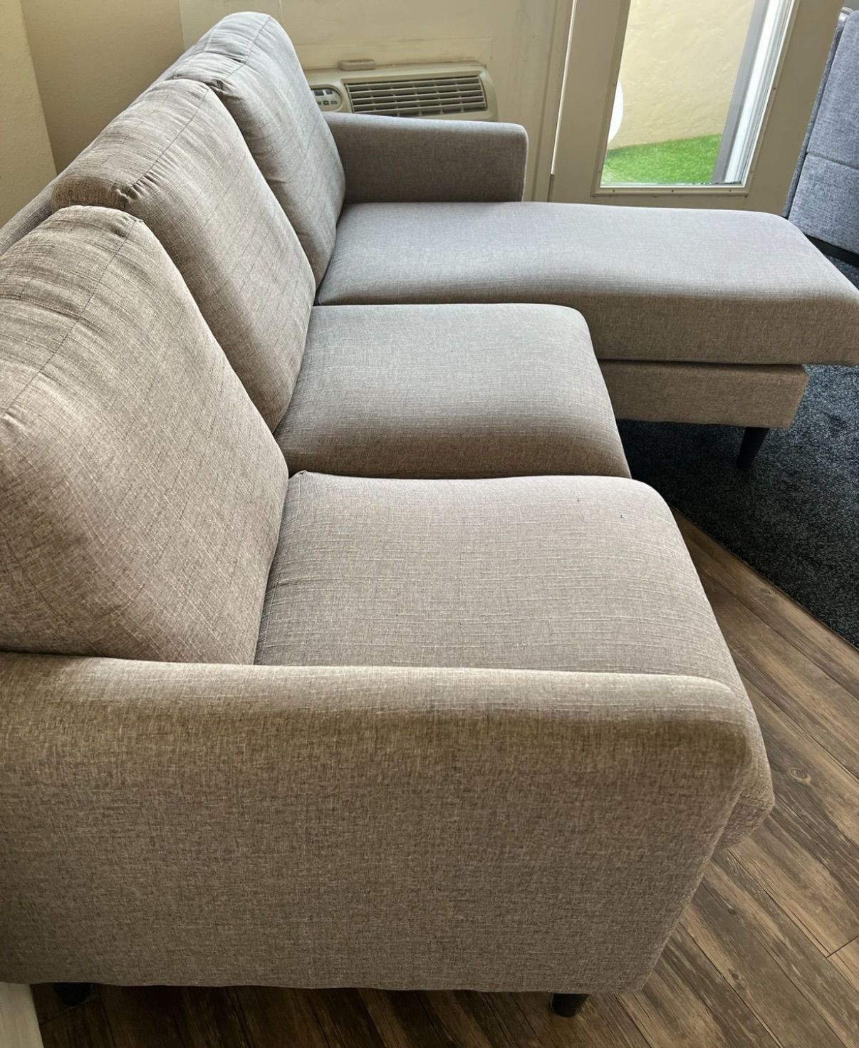 Mid Century Modern Gray Sectional Sofa with Reversible Chaise