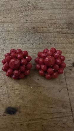 Vintage Red Cluster Earrings