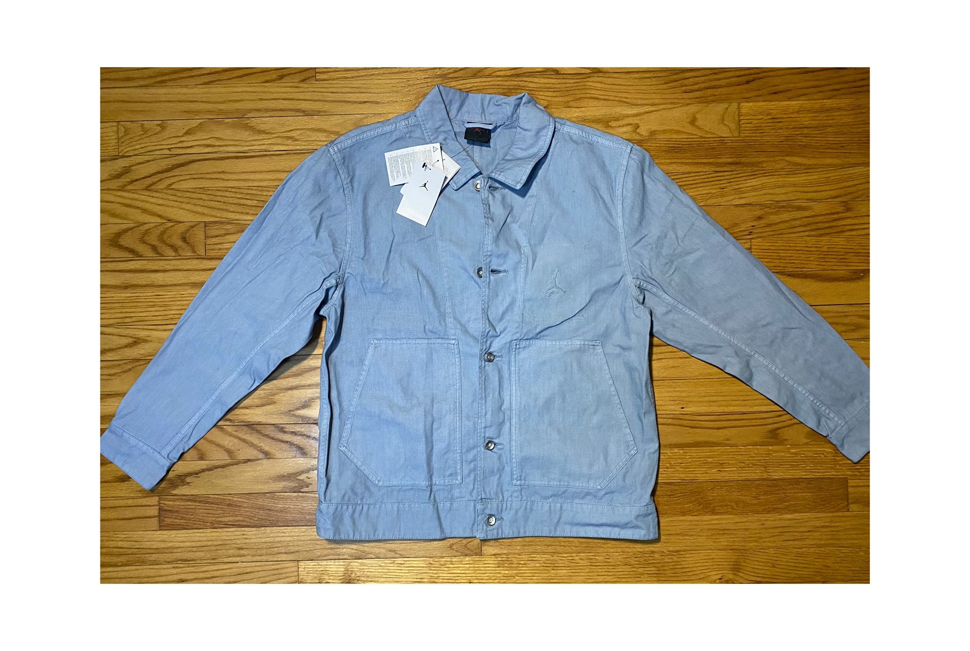 Nike Jordan Essentials Chicago denim Button-up Jacket Men's Sz L Light Blue NEW