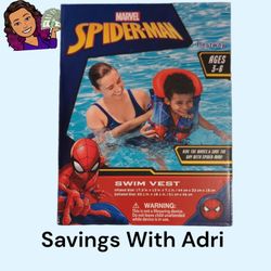 Spider-Man Marvel Swim Vest for Ages 3-6 Weight Capacity 40-60 lbs Pool Float 