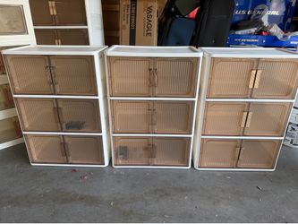 3 Stackable Storage Cabinets w Doors
