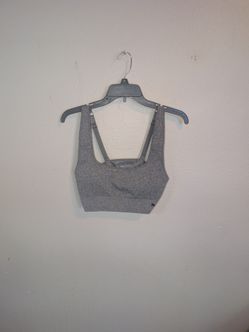 PUMA LIG Women's Two Gray Logo Sports Bra M Medium Support Racerback Pullover