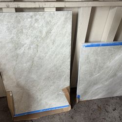 Perla Venata Quartzite slabs. 