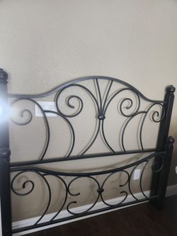Black Metal Scroll Bed Headboard and Footboard