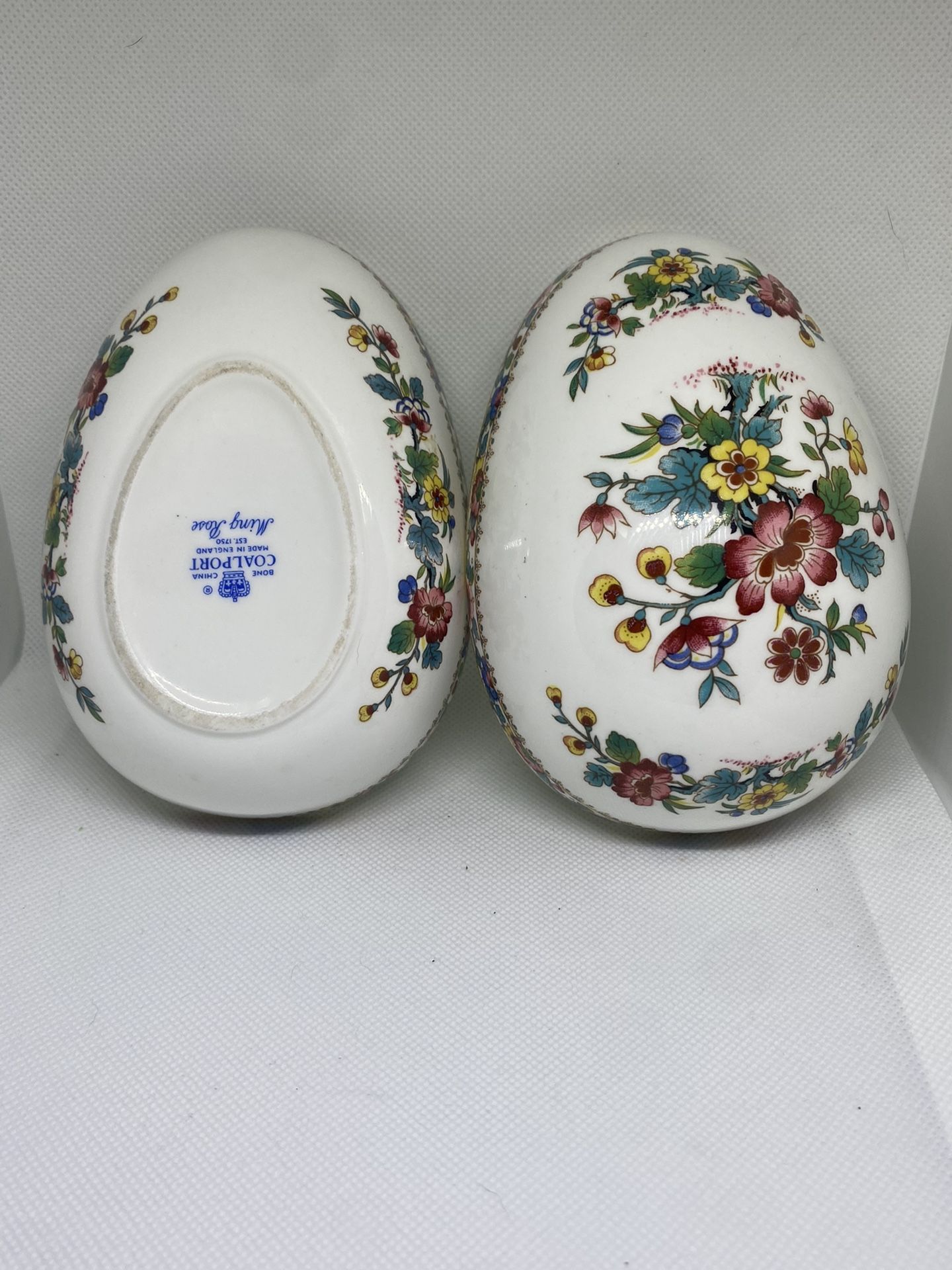 Vintage Bone China Coalport Ming Rose Made England Flower Easter EGG Trinket Box