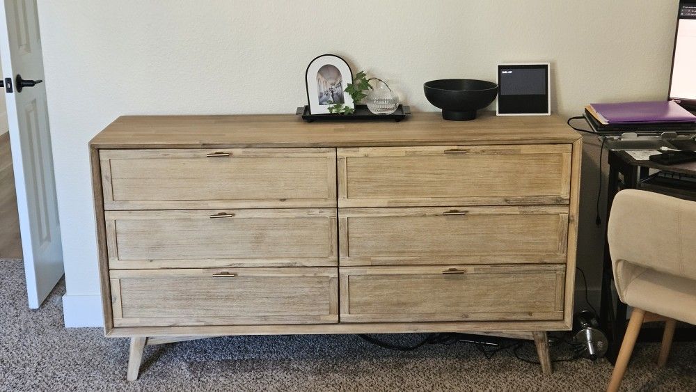 Modern Mid Century Natural Wood Dresser Crosby