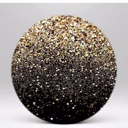 7.2FT Black Gold Sparkling Round Backdrop Cover for 7/7.2ft Circle Stand, Glitter Gold Dot Spandex Circle Backdrop Cover, Wrinkle Free Arch Background