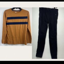 Outfit Arizona Boys Jogger Chino Pants 16 Black Drawstring Old Navy 14-16 Shirt