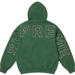 Supreme Frayed Hooded Sweatshirt Green