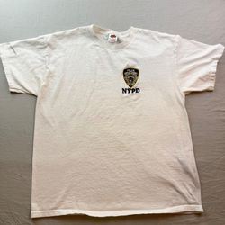 Fruit of the Loom Heavy Cotton NYPD Embroidered T Shirt White XL