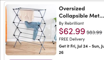 Collapsible folding drying rack clothesline