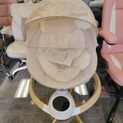 Baby Swing, Electric Infant Rocker with Bluetooth & Remote, 5 Speeds, 10 Lullabies, Khaki