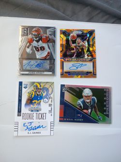 3 autograph sports cards and 1 jersey patch card.