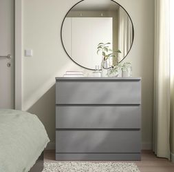 2 IKEA STORKLINTA 3-drawer dresser, gray