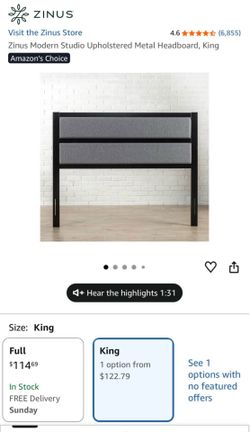 Zinus Modern Gray King Upholstered Headboard