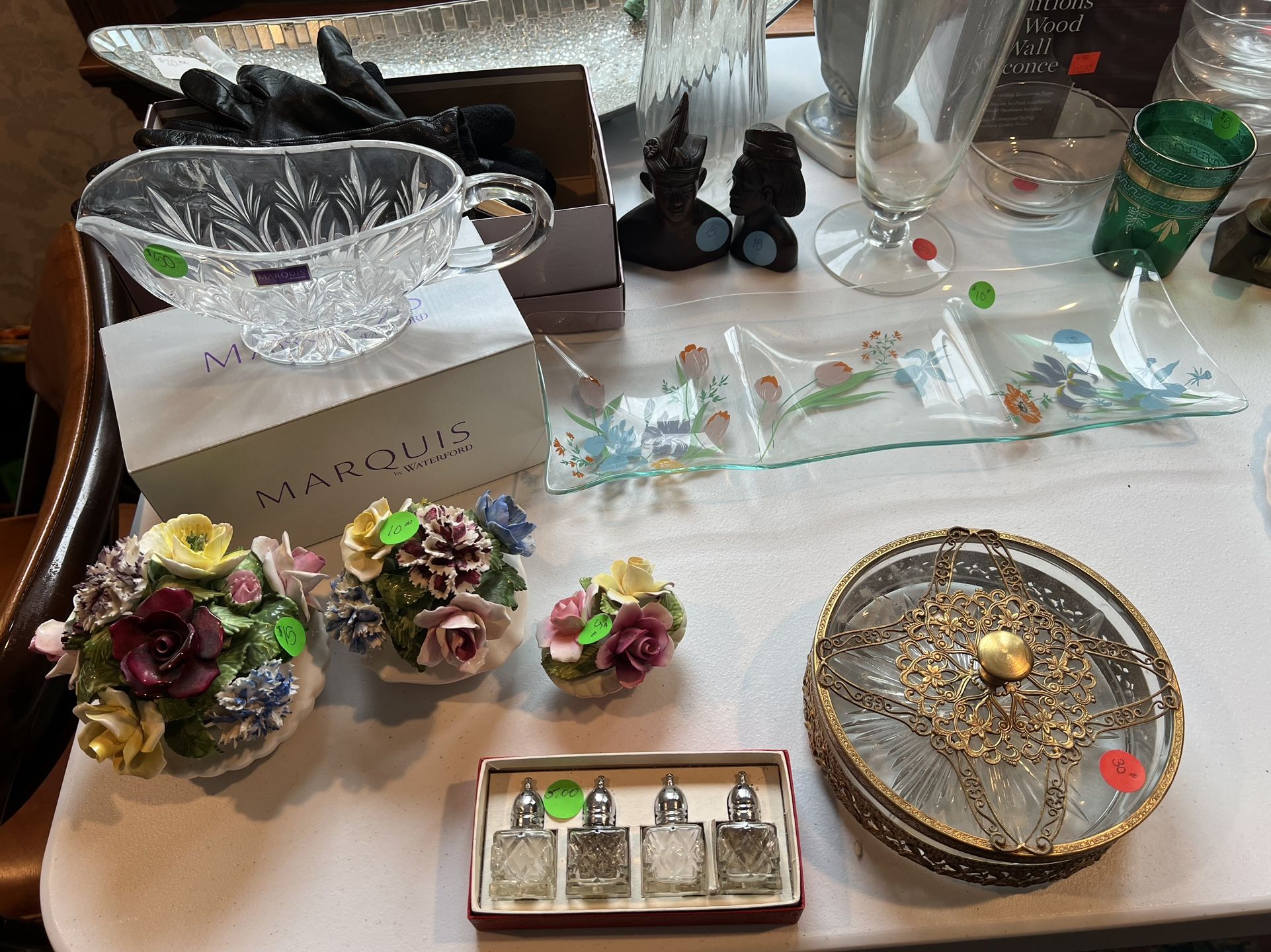 Ceramic Floral Decor, Glass, And Crystalware