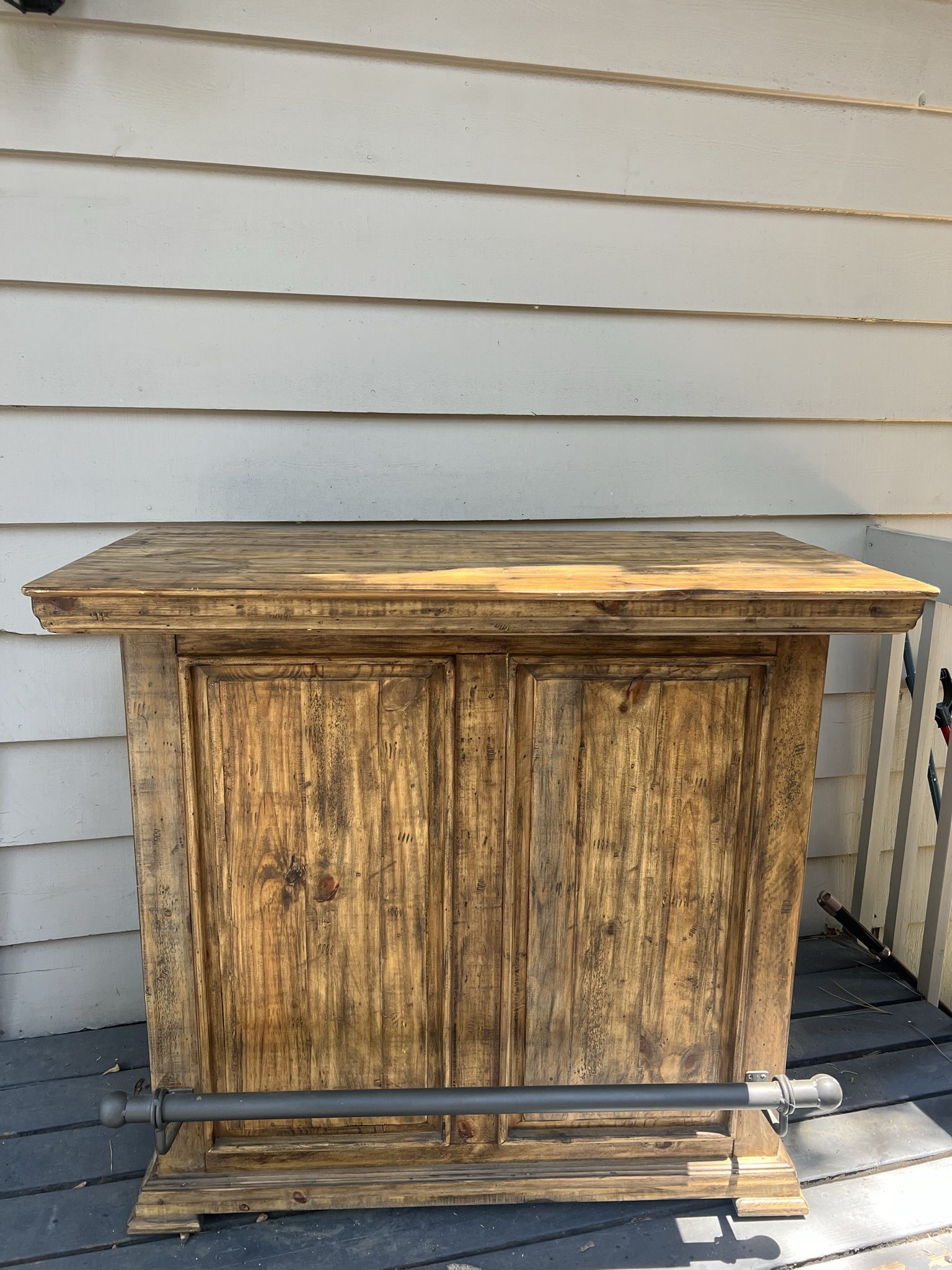 Solid Wood Bar With Metal Footrest