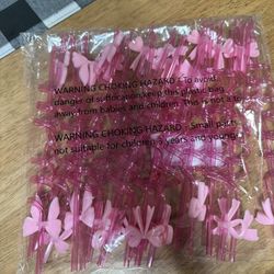 Pink bow Straws