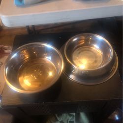 Two large Stainless dog bowls