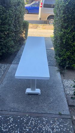 White Narrow Console Table Pedestal Base