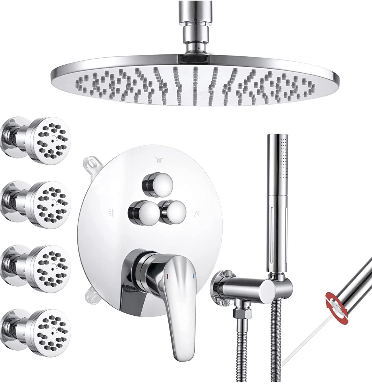 Brand New In The Box- VANFOXLE Shower Faucet Set Chrome Shower System,Push Button Diverter Shower Faucet with 2 in 1 Handheld,10 Inch Shower Head with