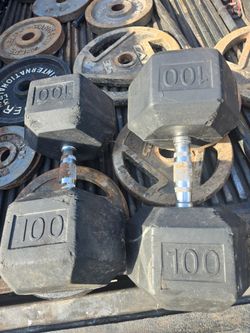 100lbs Rubber Hex Dumbbells