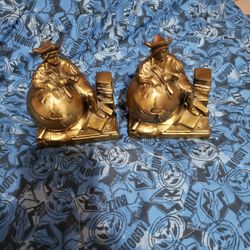 VINTAGE PM Craftsman Christopher Columbus BRASS Globe Bookends