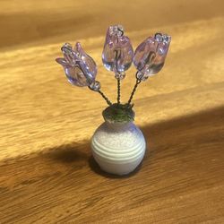Handmade Miniature Beaded Flower In Pot
