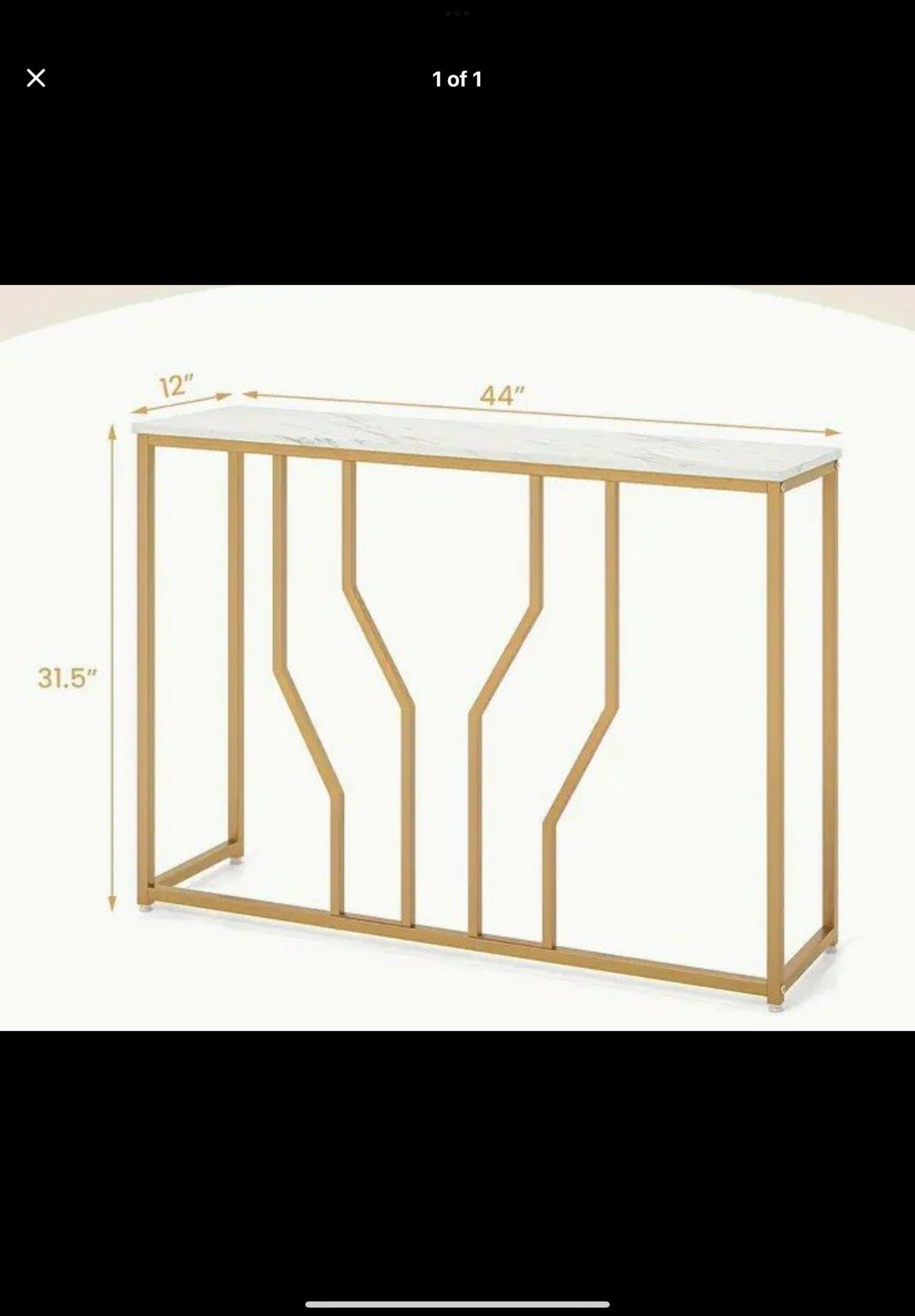 Golden 44" Console Table - Faux Marble Tabletop, Golden Metal Frame for Entrance