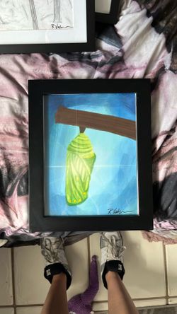 ‘chrysalis’ original artwork by me 🦋🩵💚