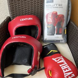 Boxing Gloves And Head Gear