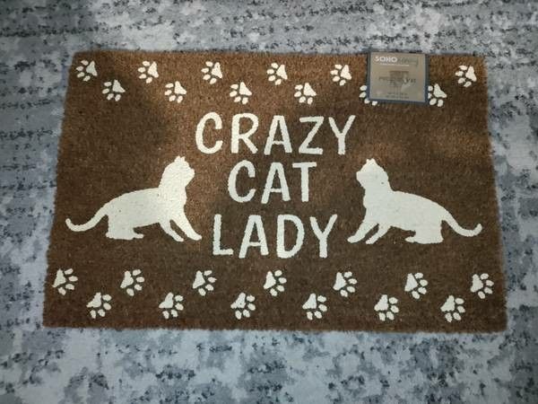 Indoor/Outdoor Door Mat! Brand New! "Crazy Cat Lady" 