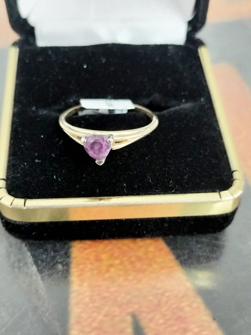 Gold Purple Gem Stone Ring