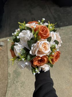 12 Faux Floral Flower Terracotta Burnt Orange Balls