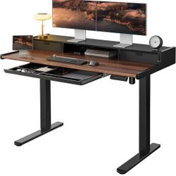 Marsail Electric Standing Desk with Drawers, 48 x 24 Inch 