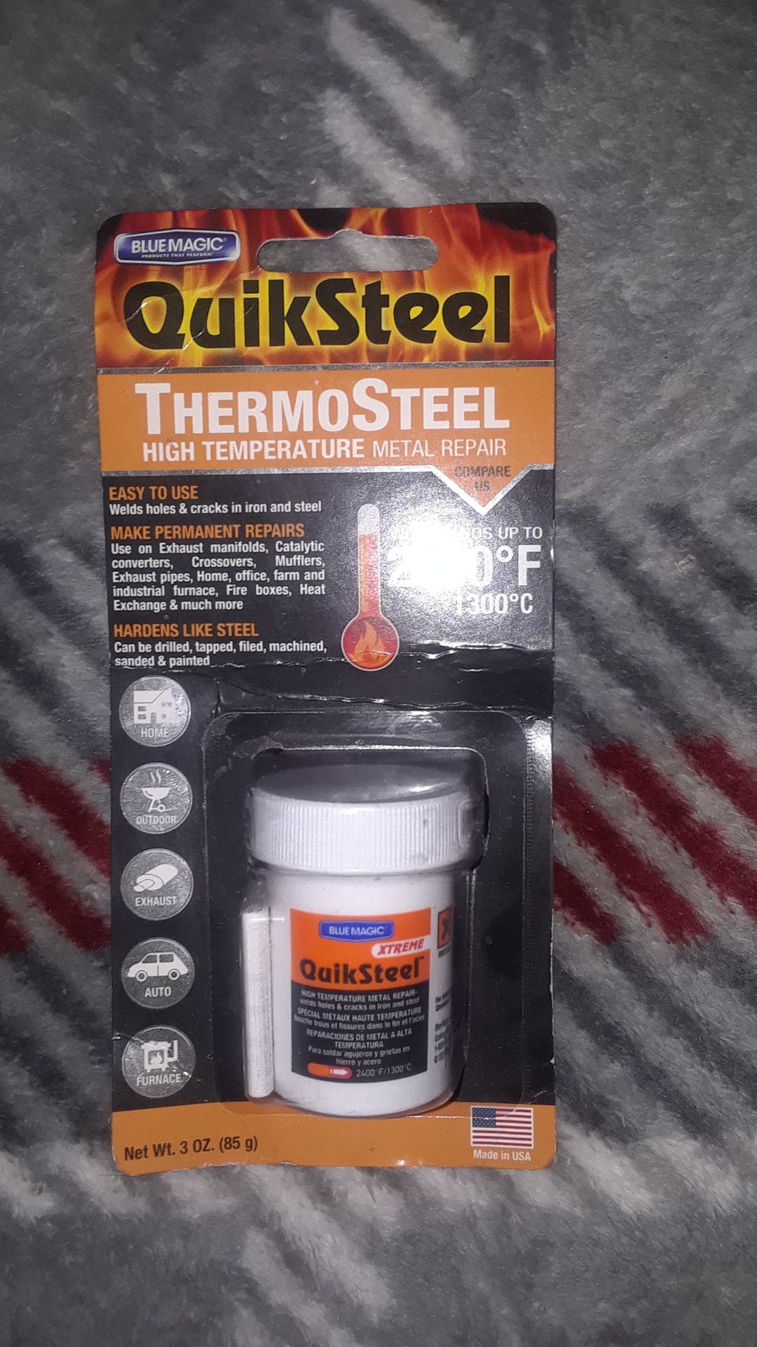 Quiksteel thermosteel high temperature metal repair 2400 degrees Fahrenheit 3 oz