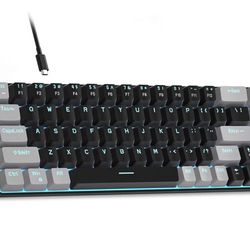 MageGee Portable 60% Mechanical Gaming Keyboard, MK-Box LED Backlit Compact 68 Keys Mini Wired Office Keyboard with Red Switch for Windows Laptop PC M
