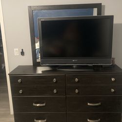Sony 40” tv And EspressoDresser With Mirror