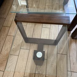 Glass With Wood Coffee Table Set