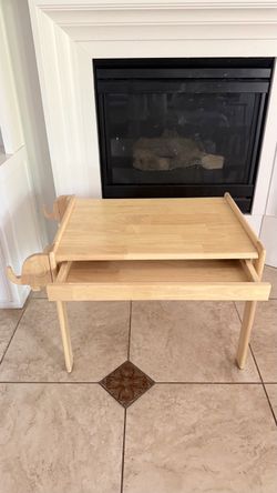Mesasilla Kids Adjustable Wood Table - with drawer-Elephant - Height Adjustable