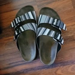 Black And White Birkenstock sandals