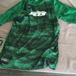 New York Jets NFL Team Apparel Kids LS Green Camo T-Shirt Long Sleeve Size Large  14-16 New With Tags 