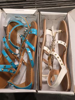 Bundle 2 Pair Women's Size 10 Flat Heel Sandals LIKE NEW