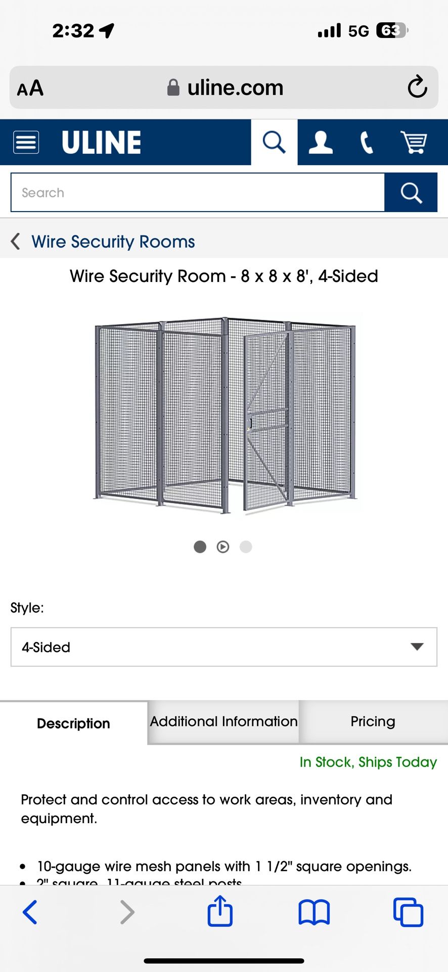 Uline Security Room 8x8 With Locking Dr