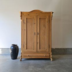 Antique Pine Wardrobe Armoire