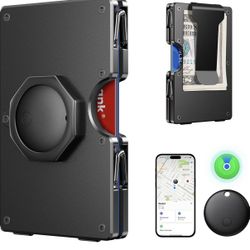 Wallet for Men - Air Tags Metal Wallet Work with Apple Find My(iOS Only), Mens Wallet with Removable Money Clip, RFID Blocking Credit Card Holders, Sl