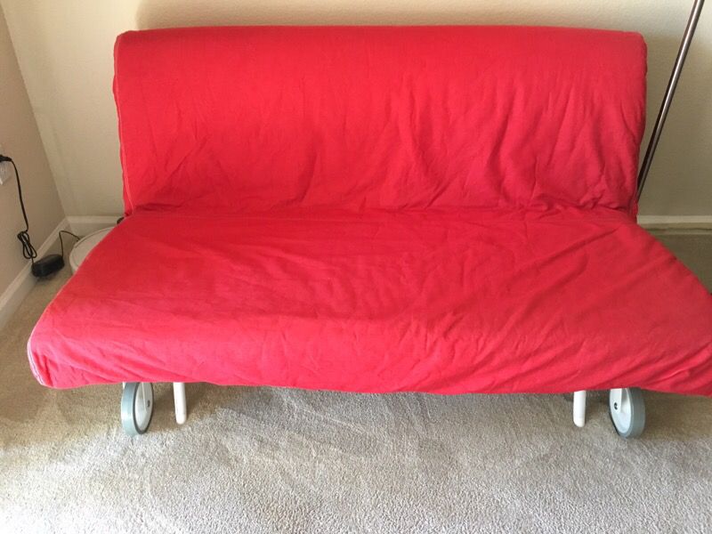 Ikea Ps Lovas Sofa Bed With Red Cover, Ikea Ps Lovas Sofa Bed Cover