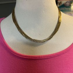 GORGEOUS GOLD VINTAGE NATIVE AMERICAN NAVAJO 20 STRAND STERLING SILVER HEISHI NECKLACE